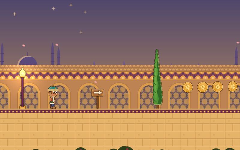 The golden Tile Courtyard of the Palace of Wisdom at dusk