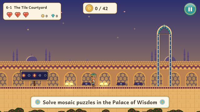 Solve mosaic puzzles in the Palace of Wisdom