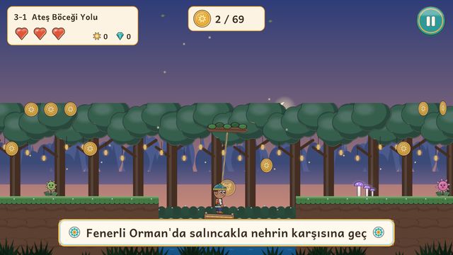 Fenerli Orman'da salıncakla nehrin karşısına geç