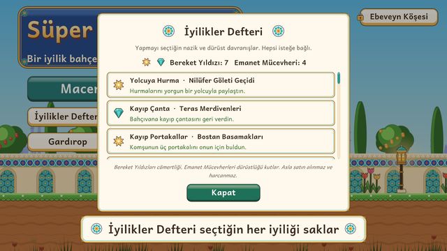 İyilikler Defteri seçtiğin her iyiliği saklar